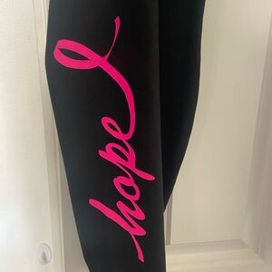 Livi Active Black Leggings with Pink Script